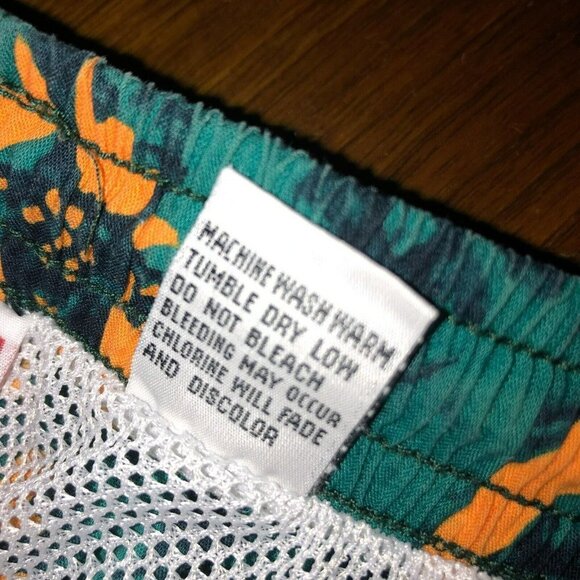 TYR Sport Mens Large Green Floral Elastic Waist Pockets Swim Shorts Trunks Sz L - Picture 9 of 10